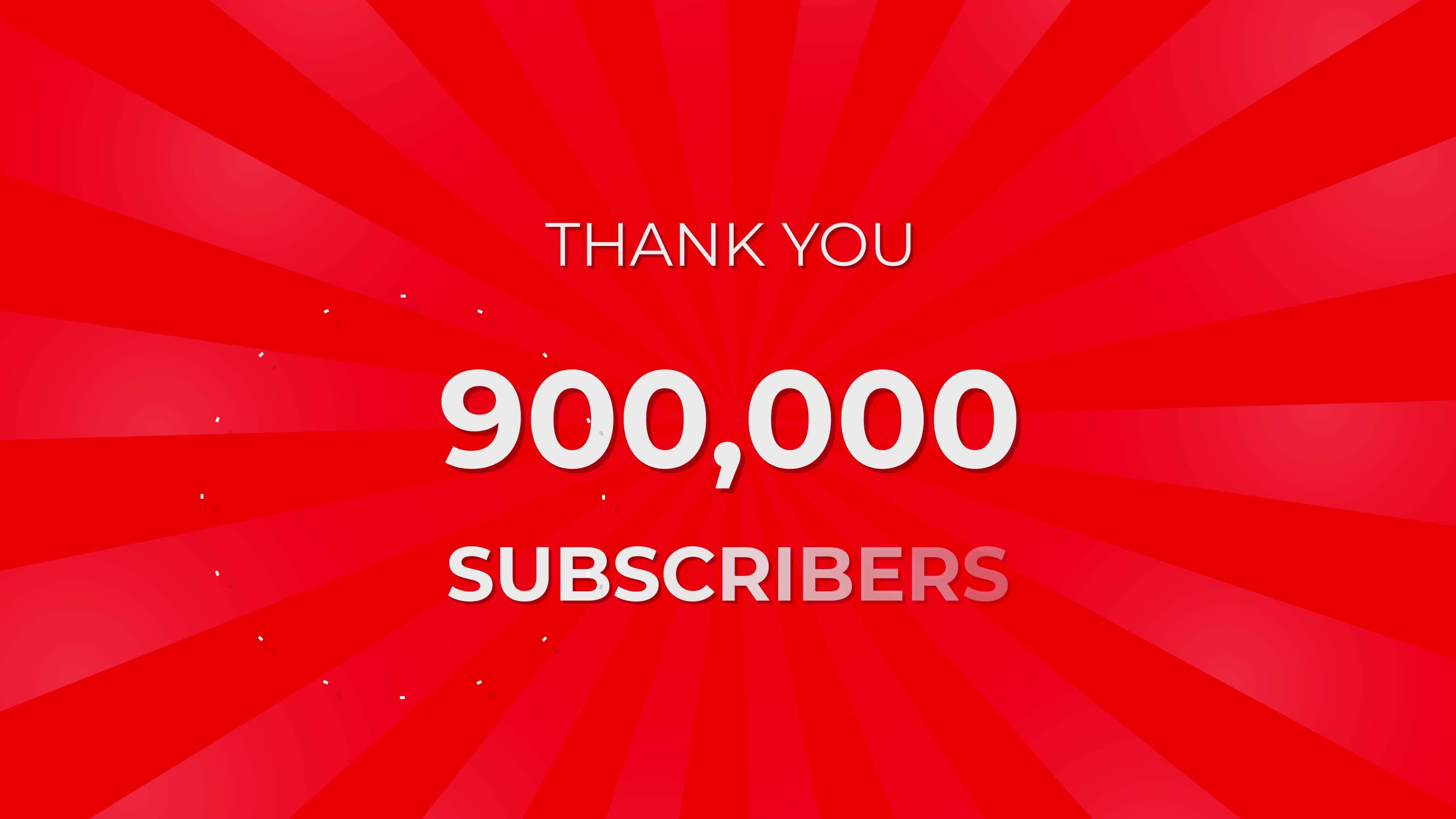 Thank you 900,000 Subscribers Text on Red Background with Rotating