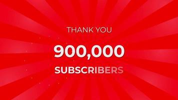 Thank you 900,000 Subscribers Text on Red Background with Rotating White Rays