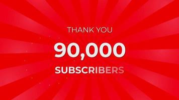 Thank you 90,000 Subscribers Text on Red Background with Rotating White Rays video