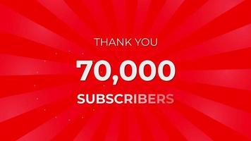 Thank you 70000 Subscribers Text on Red Background with Rotating White Rays video