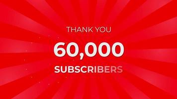 Thank you 60,000 Subscribers Text on Red Background with Rotating White Rays