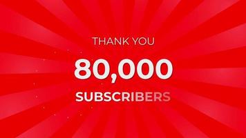 Thank you 80000 Subscribers Text on Red Background with Rotating White Rays video