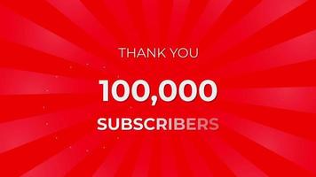 Thank you 100000 Subscribers Text on Red Background with Rotating White Rays video