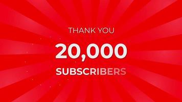 Thank you 20000 Subscribers Text on Red Background with Rotating White Rays video