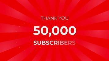 Thank you 50000 Subscribers Text on Red Background with Rotating White Rays video