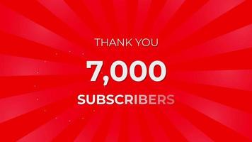 Thank you 7000 Subscribers Text on Red Background with Rotating White Rays