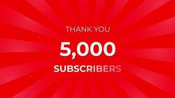 Thank you 5000 Subscribers Text on Red Background with Rotating White Rays video