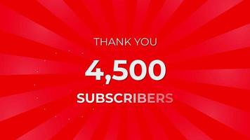 Thank you 4500 Subscribers Text on Red Background with Rotating White Rays video