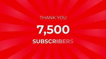 Thank you 7500 Subscribers Text on Red Background with Rotating White Rays video