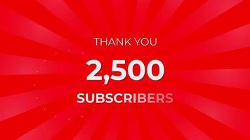 Thank you 2500 Subscribers Text on Red Background with Rotating White Rays video