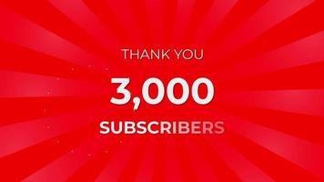 Thank you 3000 Subscribers Text on Red Background with Rotating White Rays video