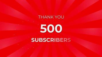 Thank you 500 Subscribers Text on Red Background with Rotating White Rays video