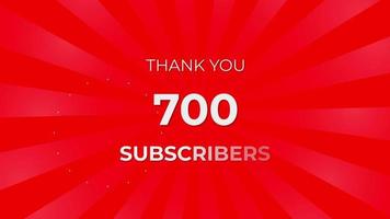 Thank you 700 Subscribers Text on Red Background with Rotating White Rays video