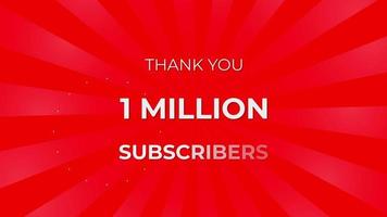 Thank you 1 Million Subscribers Text on Red Background with Rotating White Rays video
