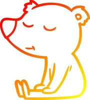 warm gradient line drawing happy cartoon bear sitting vector