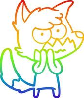 rainbow gradient line drawing cartoon annoyed fox vector