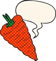 cartoon carrot and speech bubble in comic book style vector