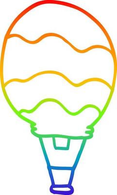rainbow gradient line drawing cartoon hot air balloon