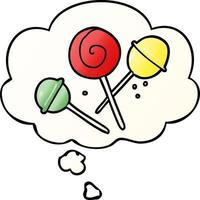 cartoon lollipop and thought bubble in smooth gradient style vector