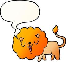 cute cartoon lion and speech bubble in smooth gradient style vector