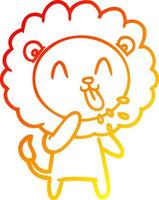 dibujo de línea de gradiente cálido león de dibujos animados feliz vector