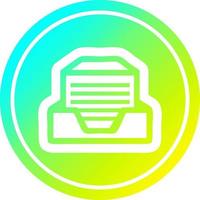 office paper stack circular in cold gradient spectrum vector