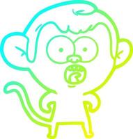 cold gradient line drawing cartoon shocked monkey vector