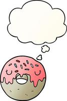 cartoon donut and thought bubble in smooth gradient style vector