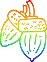 rainbow gradient line drawing cartoon acorn vector