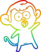 rainbow gradient line drawing cartoon shocked monkey vector