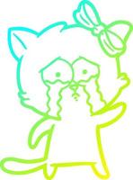 cold gradient line drawing cartoon cat vector
