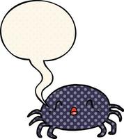 cartoon halloween spider and speech bubble in comic book style