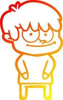 warm gradient line drawing happy cartoon man vector