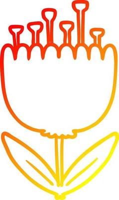 warm gradient line drawing cartoon flower