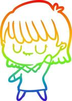 rainbow gradient line drawing cartoon woman vector