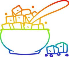 rainbow gradient line drawing cartoon sugar bowl vector