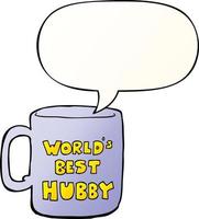 worlds best hubby mug and speech bubble in smooth gradient style vector