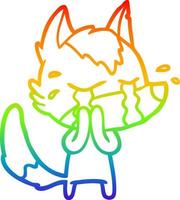 rainbow gradient line drawing cartoon crying wolf vector