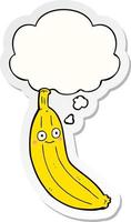 cartoon banana and thought bubble as a printed sticker vector