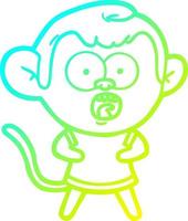 cold gradient line drawing cartoon shocked monkey vector