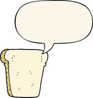 cartoon slice of bread and speech bubble in comic book style vector