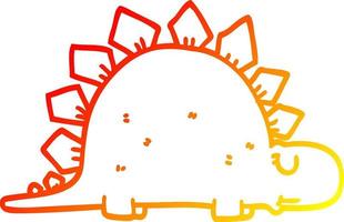 warm gradient line drawing cartoon prehistoric dinosaur vector