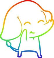 rainbow gradient line drawing cute cartoon elephant vector