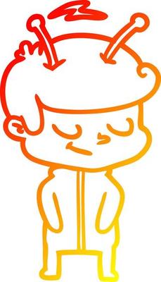 warm gradient line drawing friendly cartoon spaceman