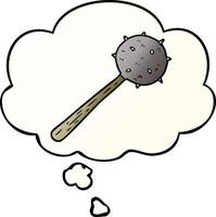 cartoon mace and thought bubble in smooth gradient style vector