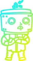 cold gradient line drawing cartoon robot vector