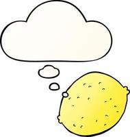 cartoon lemon and thought bubble in smooth gradient style vector