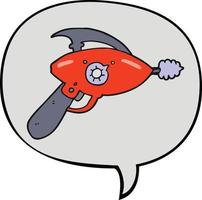 cartoon ray gun and speech bubble vector