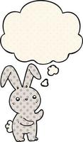 cute cartoon rabbit and thought bubble in comic book style vector