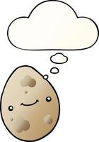 cartoon egg and thought bubble in smooth gradient style vector